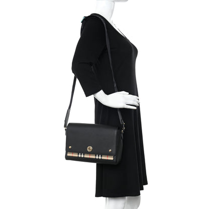 Burberry Grainy Calfskin Vintage Check Note Crossbody Bag Black 2 of 9