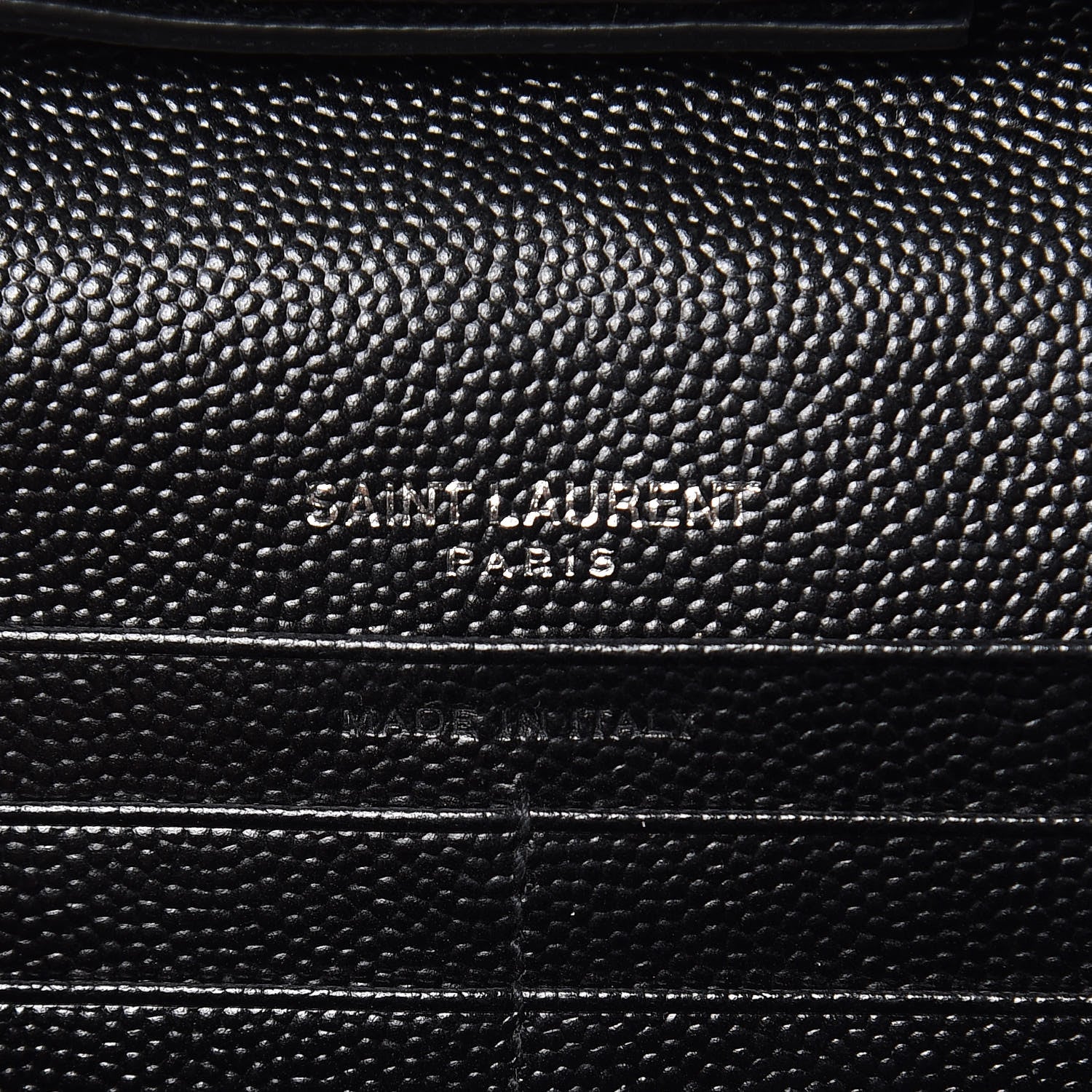 Saint Laurent Grain De Poudre Matelasse Chevron Monogram Chain Wallet Black 6 of 10
