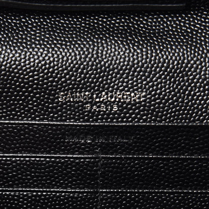 Saint Laurent Grain De Poudre Matelasse Chevron Monogram Chain Wallet Black 6 of 10