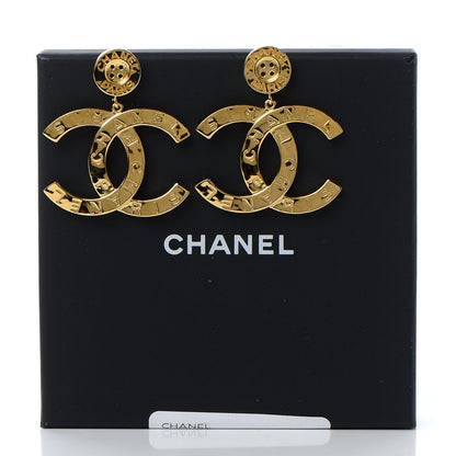 Chanel Metal Large Paris Button Earrings Gold 5 of 5