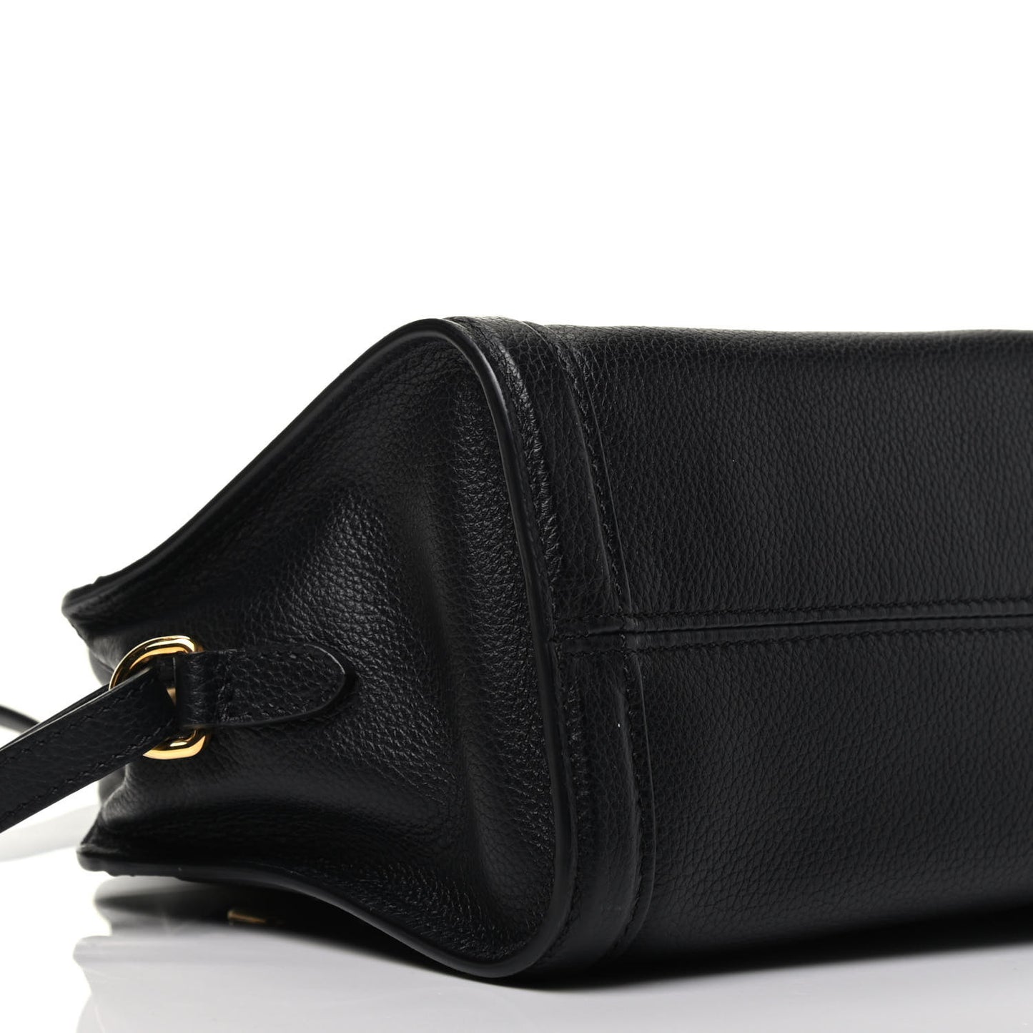 Pebbled Calfskin Mini Padlock Tote Black