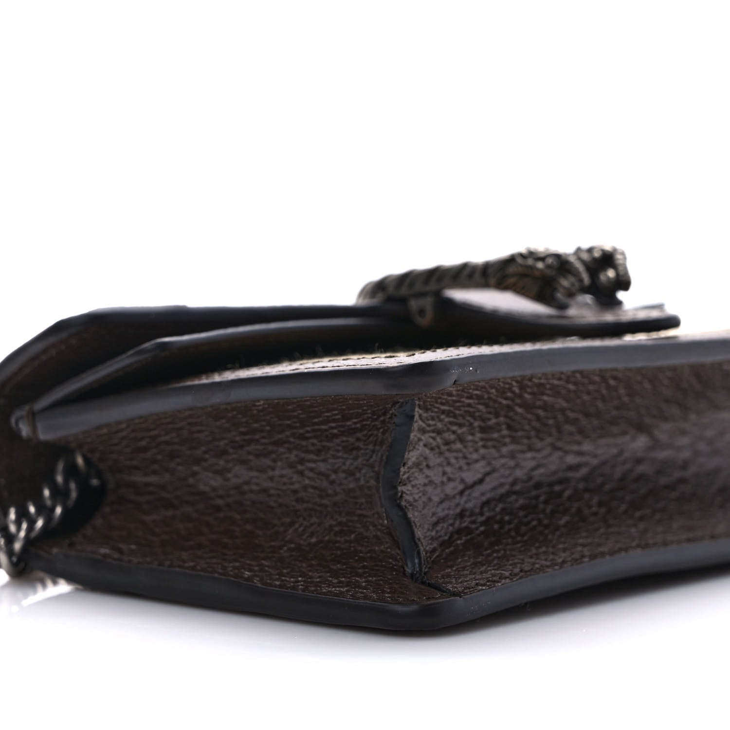 Gucci Monogram Jumbo GG Textured Dollar Calfskin Super Mini Dionysus Shoulder Bag Camel Ebony New Acero 7 of 9