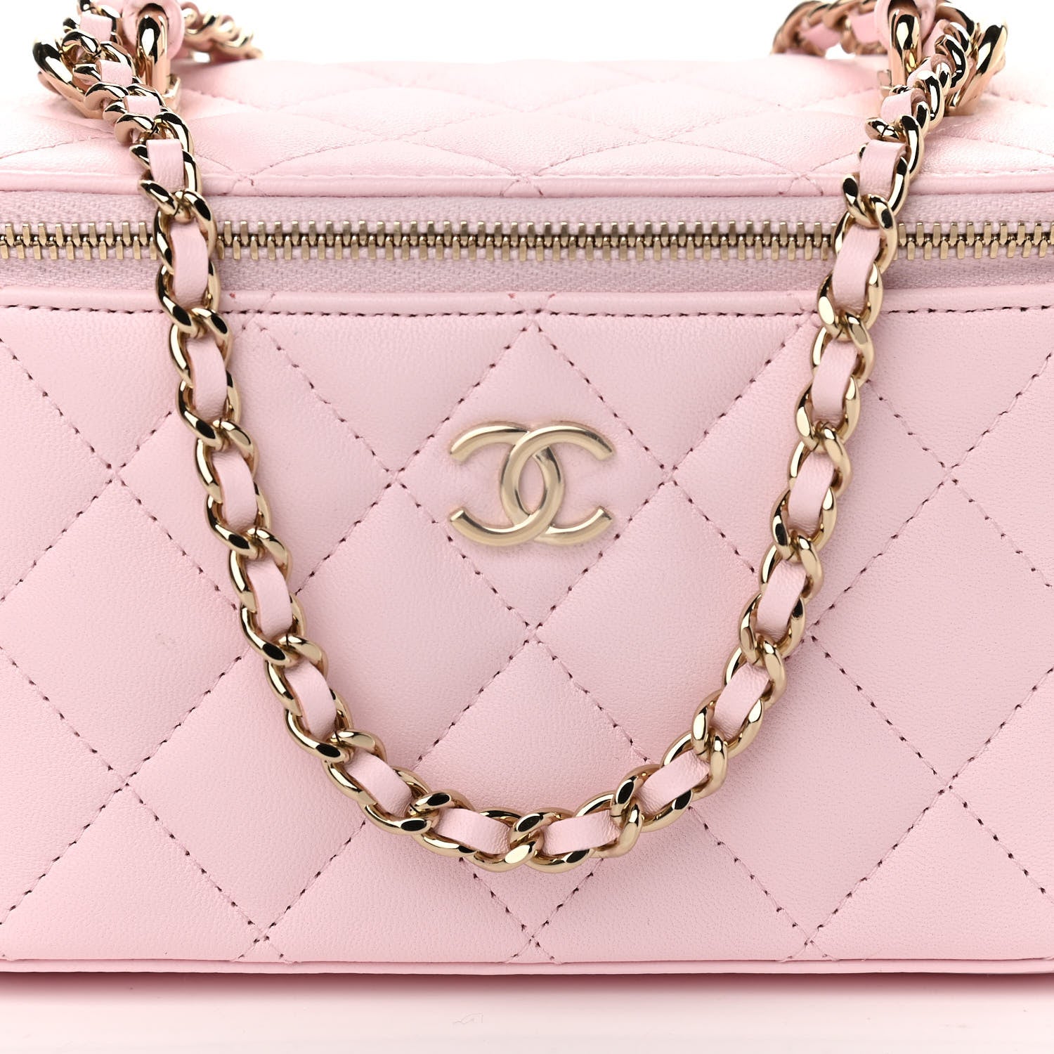 Chanel Lambskin Quilted Small Top Handle Vanity Case With Chain Light Pink 8 of 12