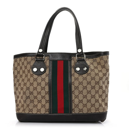 Gucci Monogram Web Sunset Tote Dark Brown 1 of 12