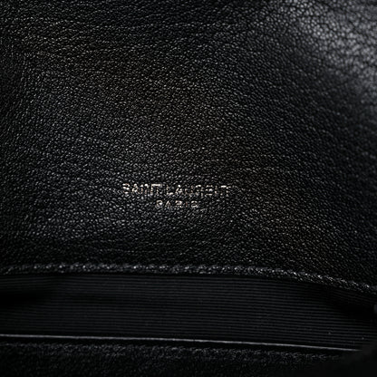 Saint Laurent Sheepskin Matelasse Chevron Monogram Monochrome Medium College Bag Black 6 of 9