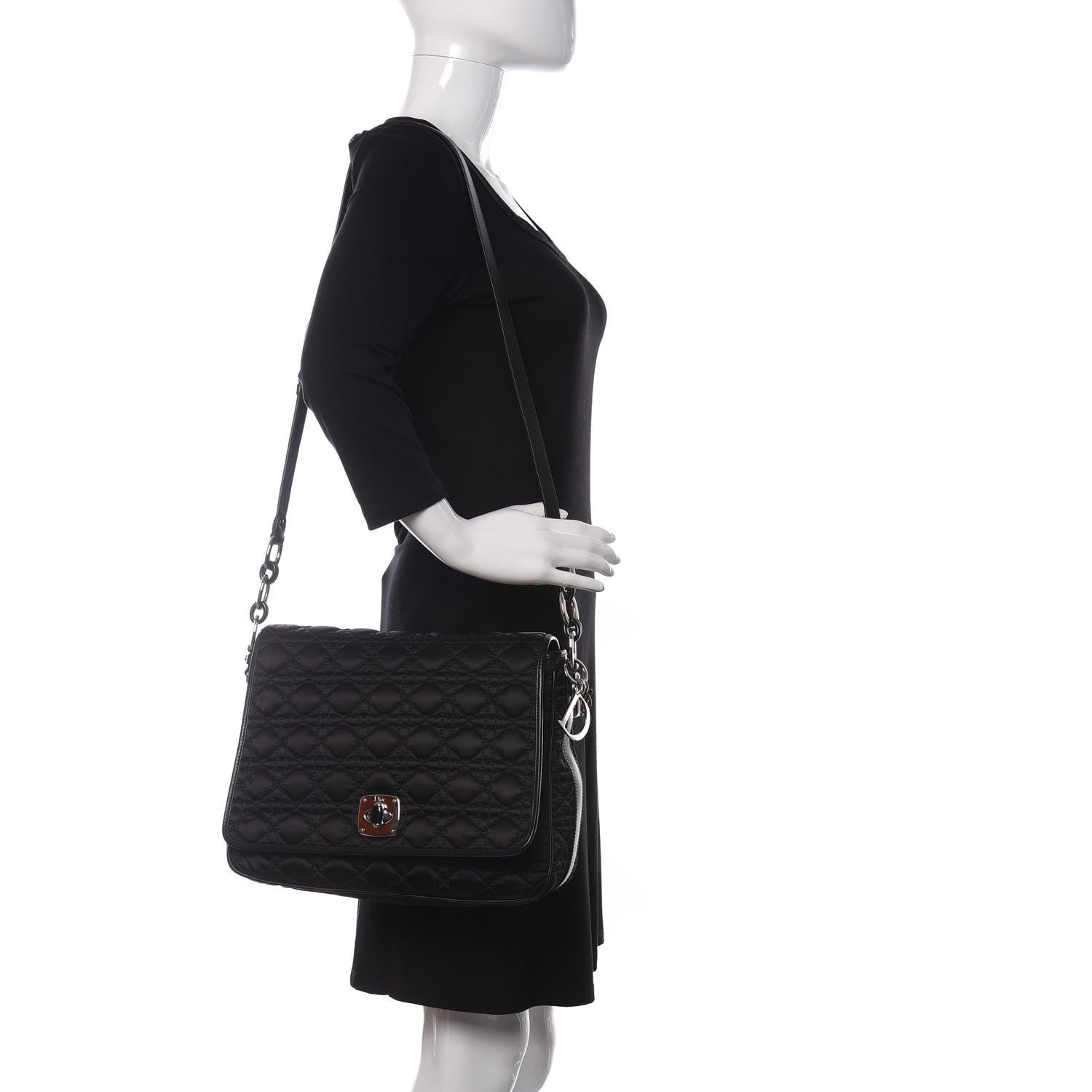 Christian Dior Nylon Cannage Charming Lock Messenger Bag Black 2 of 10