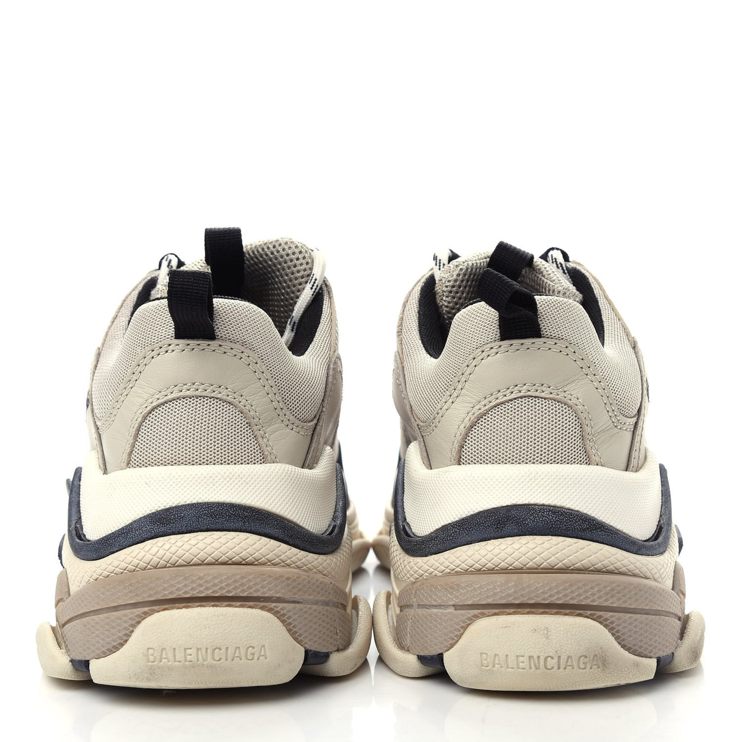 Fabric Mesh Womens Triple S Sneakers 38 Beige Black
