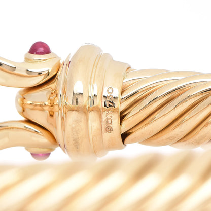 David Yurman 18K Yellow Gold Diamond Ruby 9mm Cable Buckle Bracelet 5 of 6