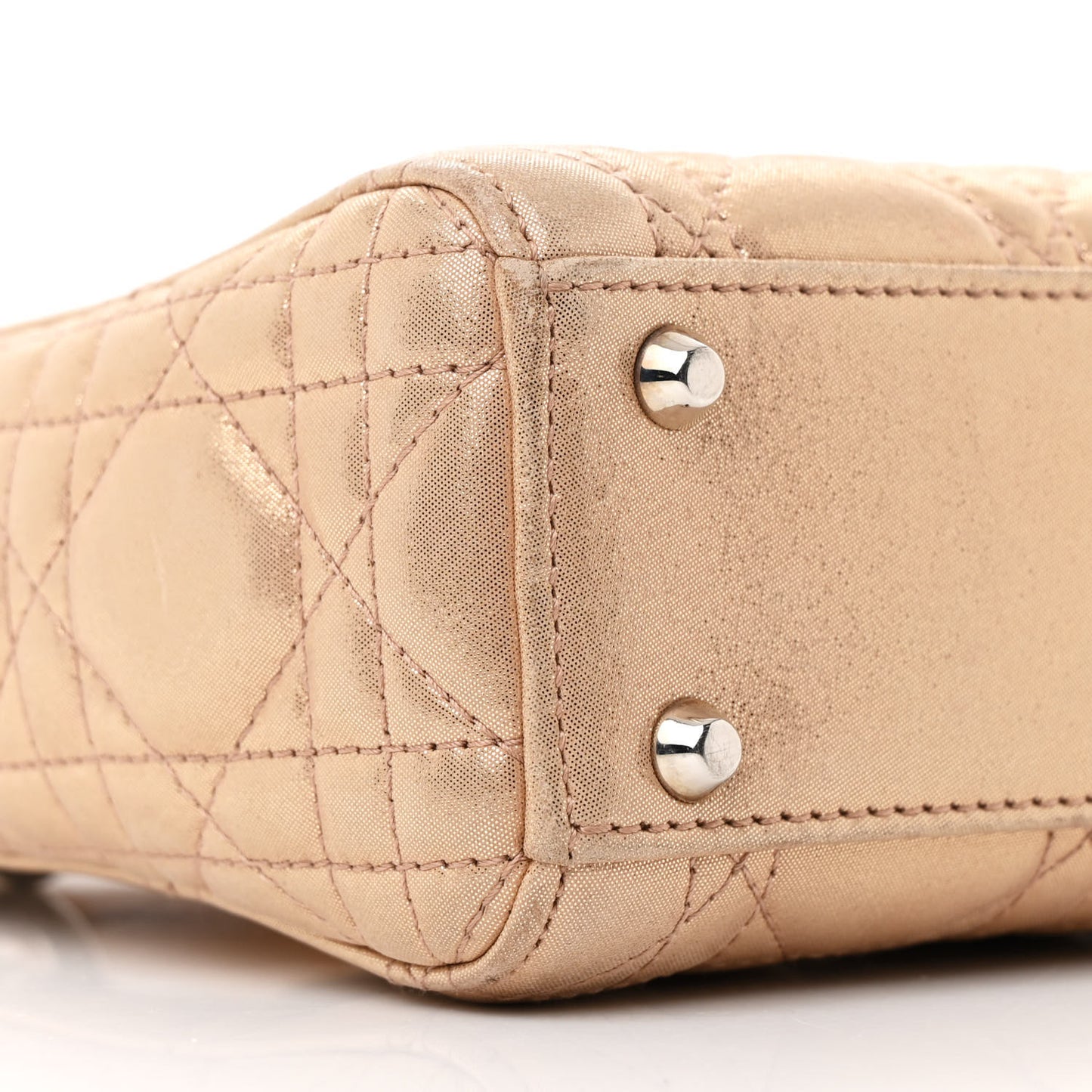 Metallic Nubuck Cannage Mini Lady Dior Gold