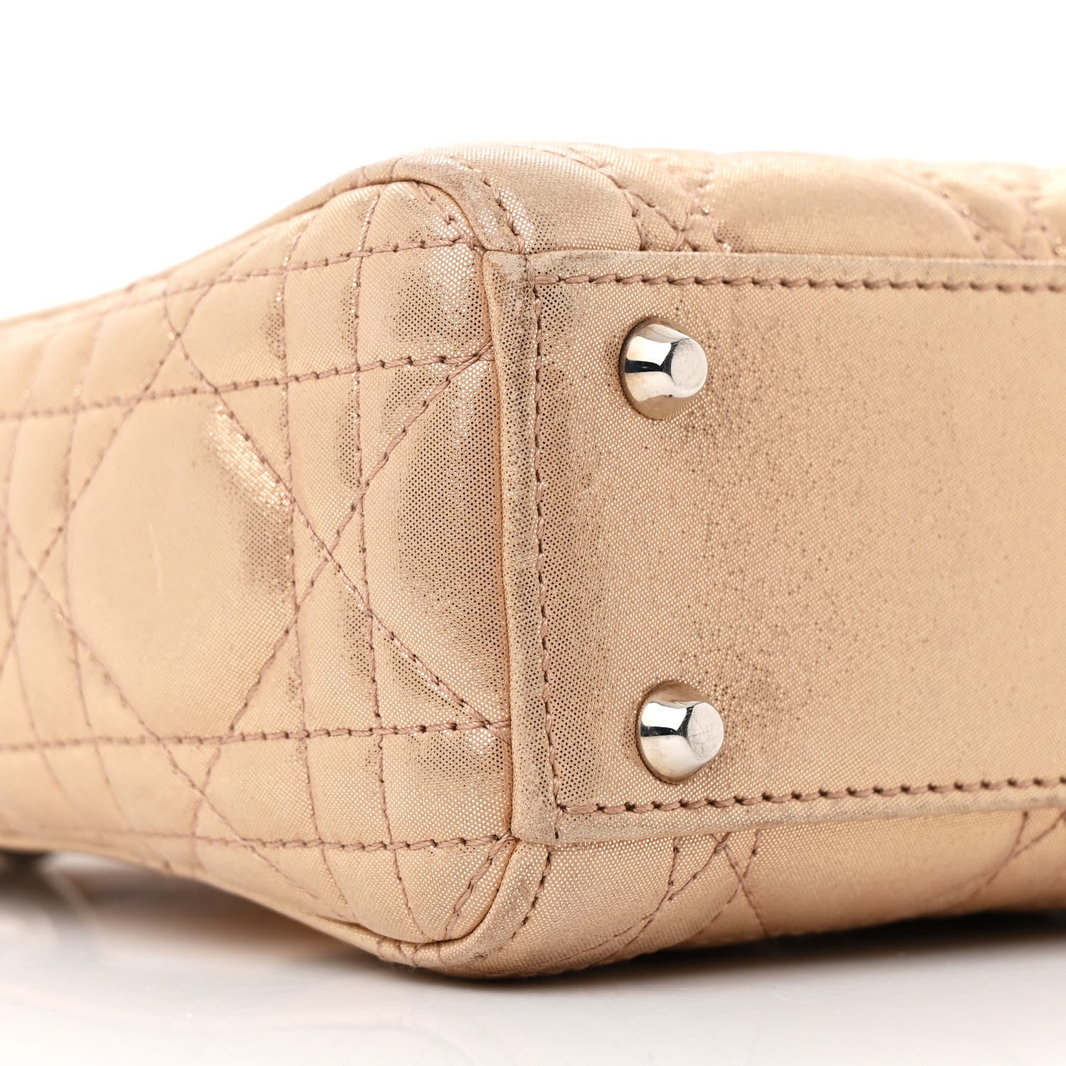 Christian Dior Metallic Nubuck Cannage Mini Lady Dior Gold 9 of 13