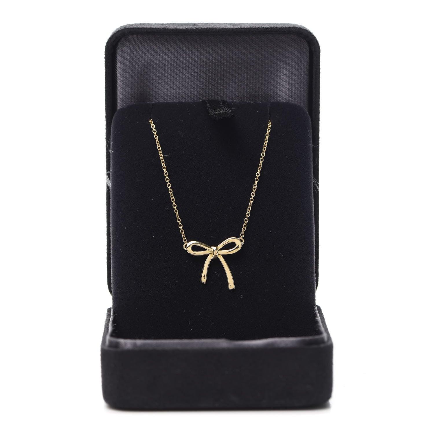 Tiffany 18K Yellow Gold Mini Bow Pendant Necklace 6 of 6