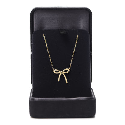 Tiffany 18K Yellow Gold Mini Bow Pendant Necklace 6 of 6