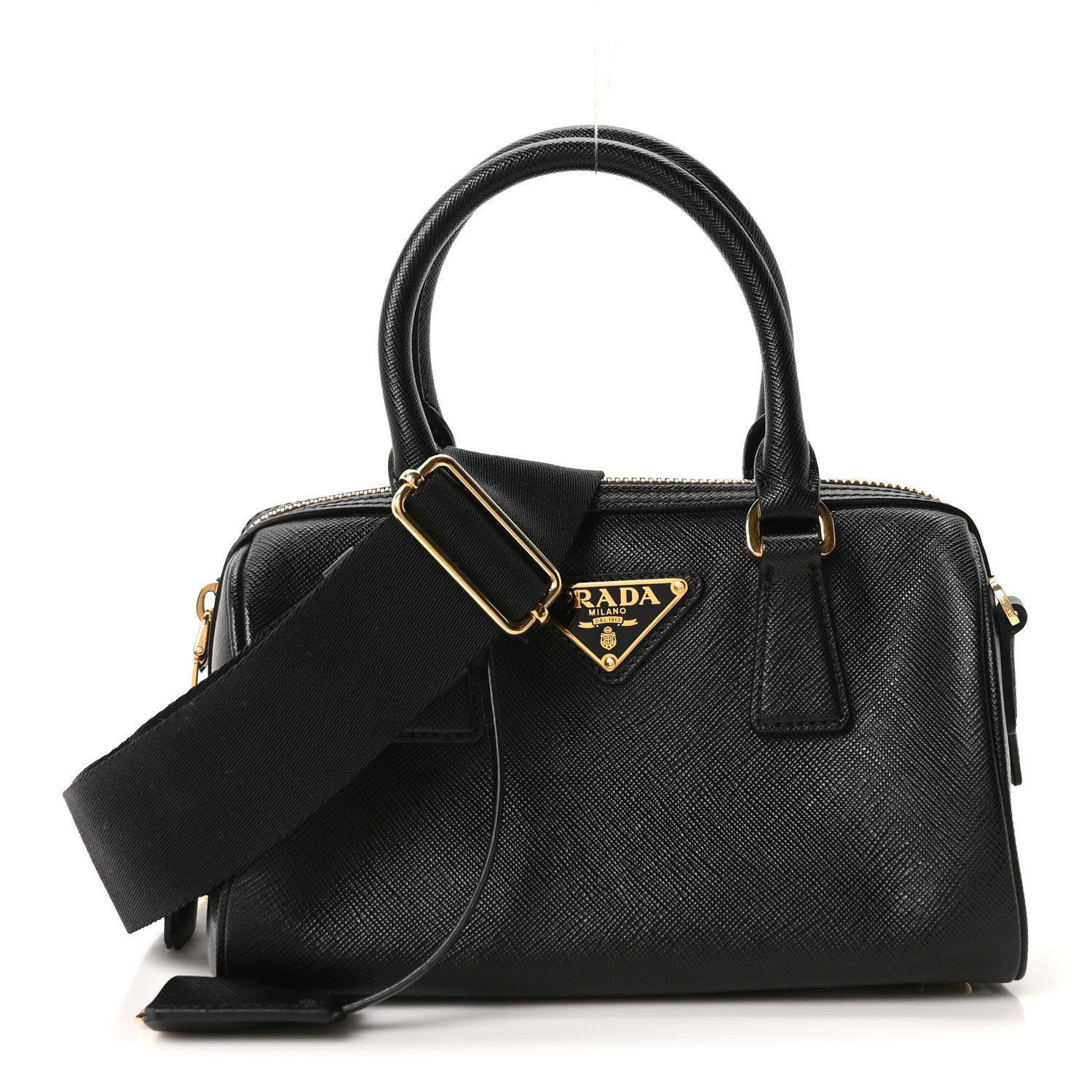 Prada Saffiano Lux Mini Boston Crossbody Bag Black 1835566 Prada Saffiano Lux Mini Boston Crossbody Bag Black 1835566