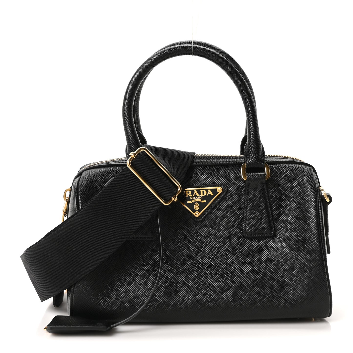 Saffiano Lux Mini Boston Crossbody Bag Black
