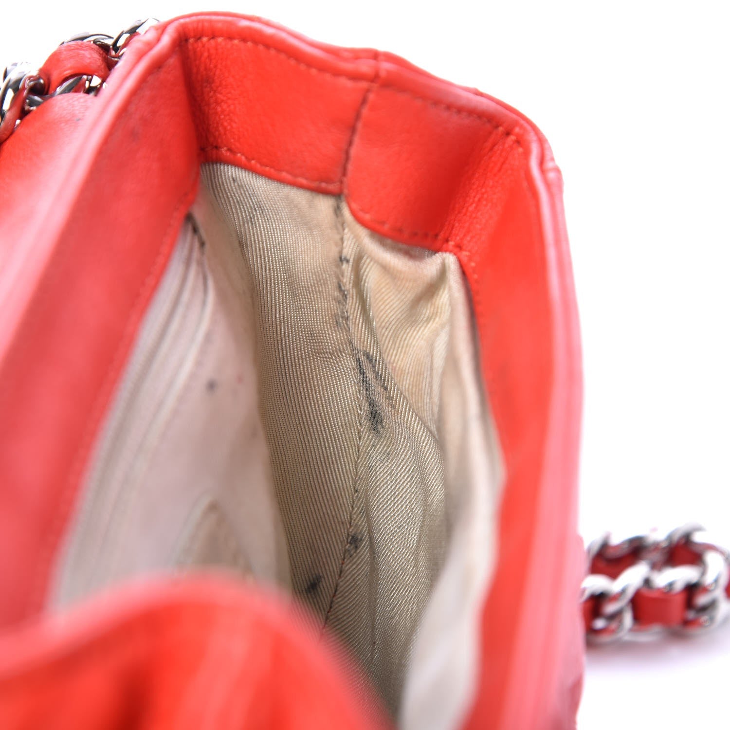 Chanel Washed Lambskin Mini Chain Around Messenger Red 8 of 11