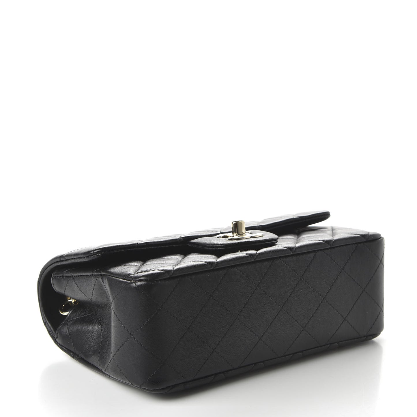 Lambskin Quilted Mini Rectangular Flap Black