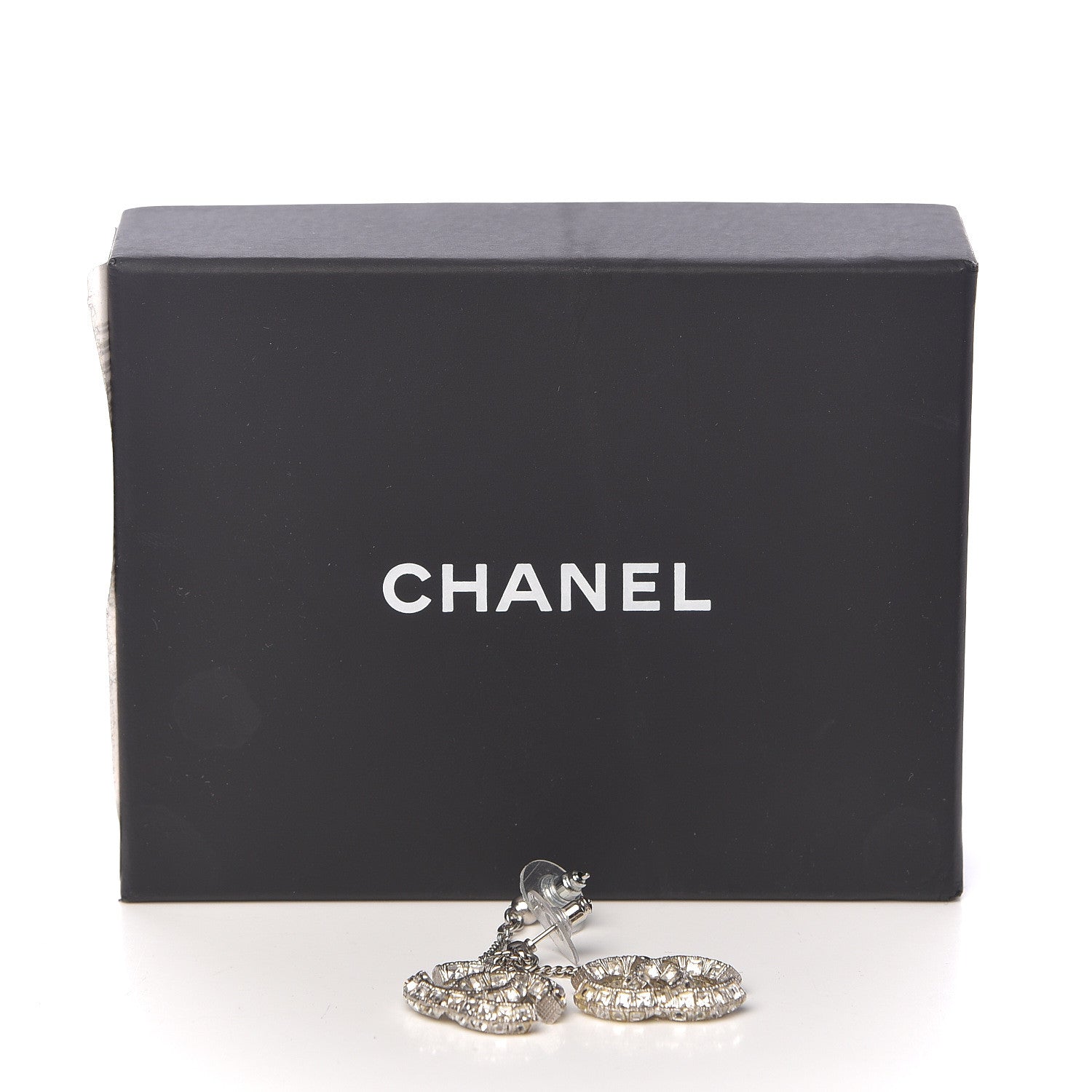 Chanel Baguette Crystal CC Drop Earrings Silver 4 of 4