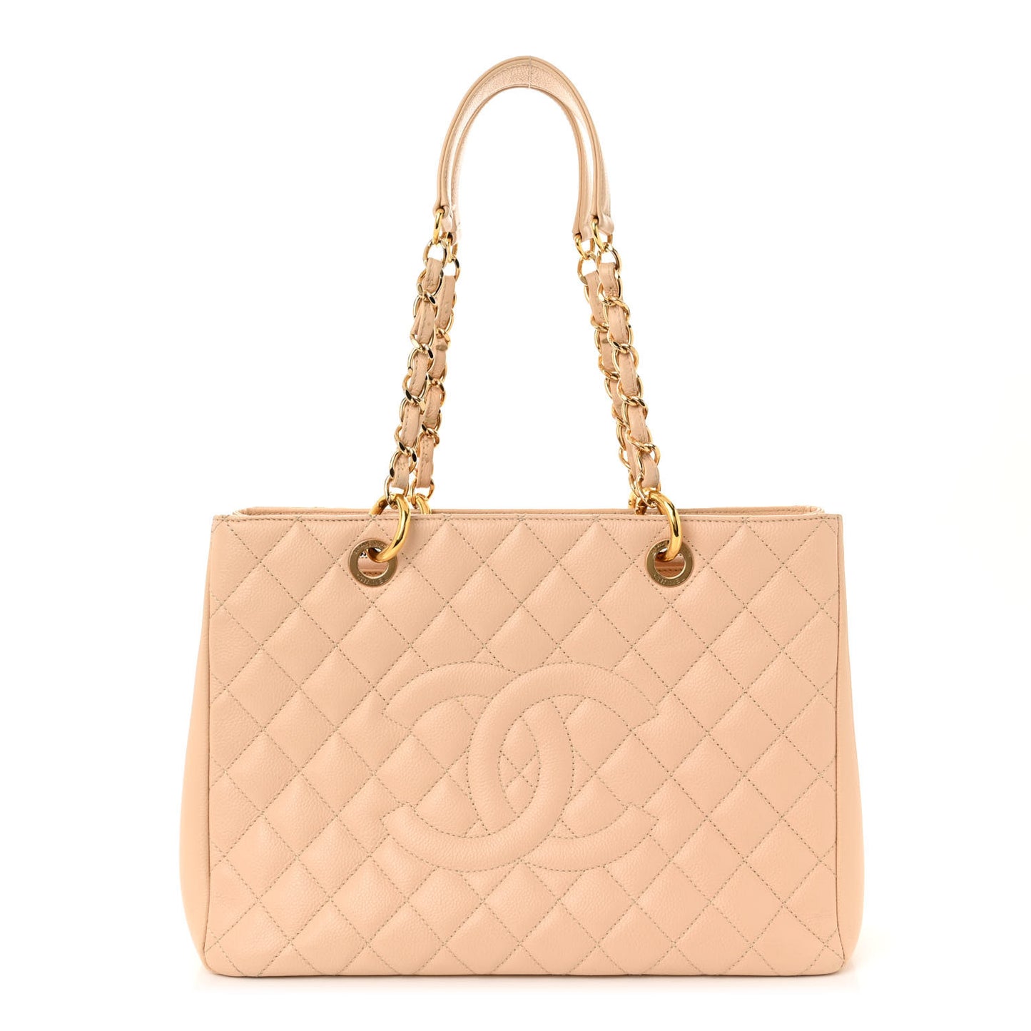 Caviar Quilted Grand Shopping Tote GST Beige