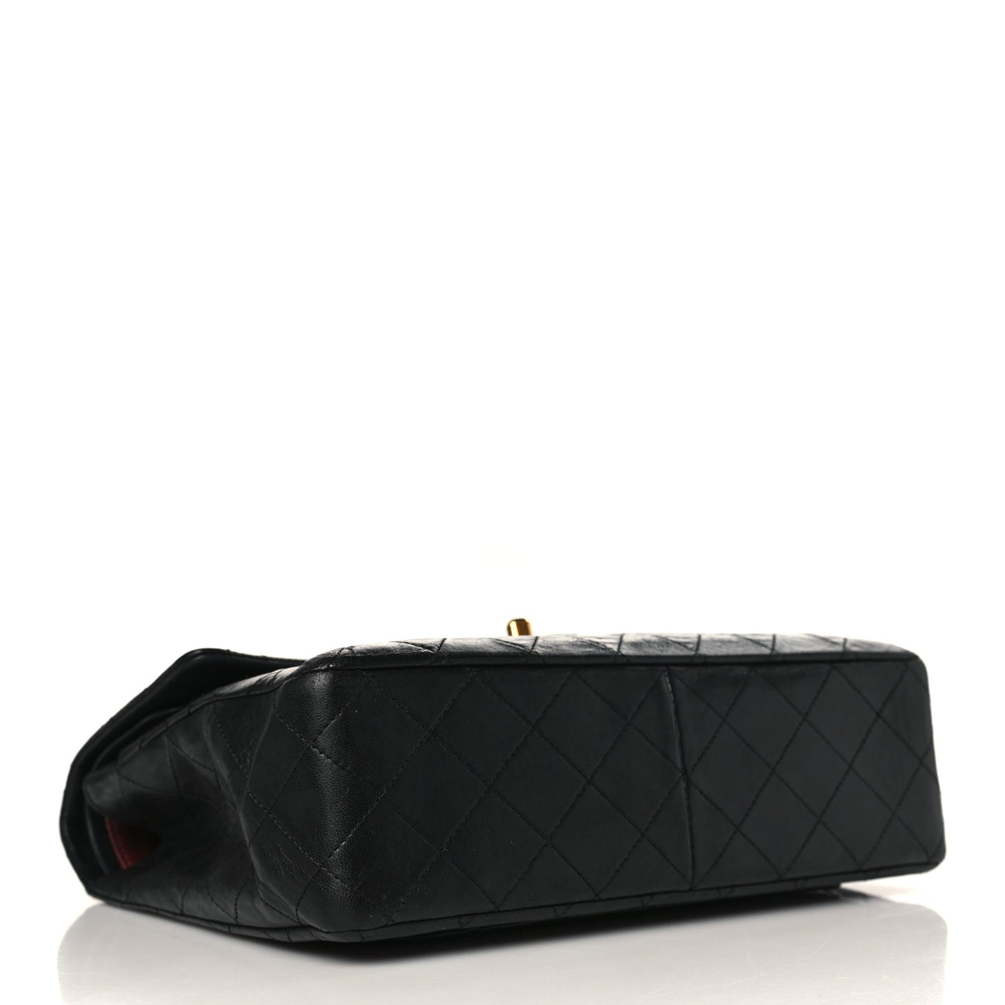 Lambskin Quilted Medium Double Flap Black