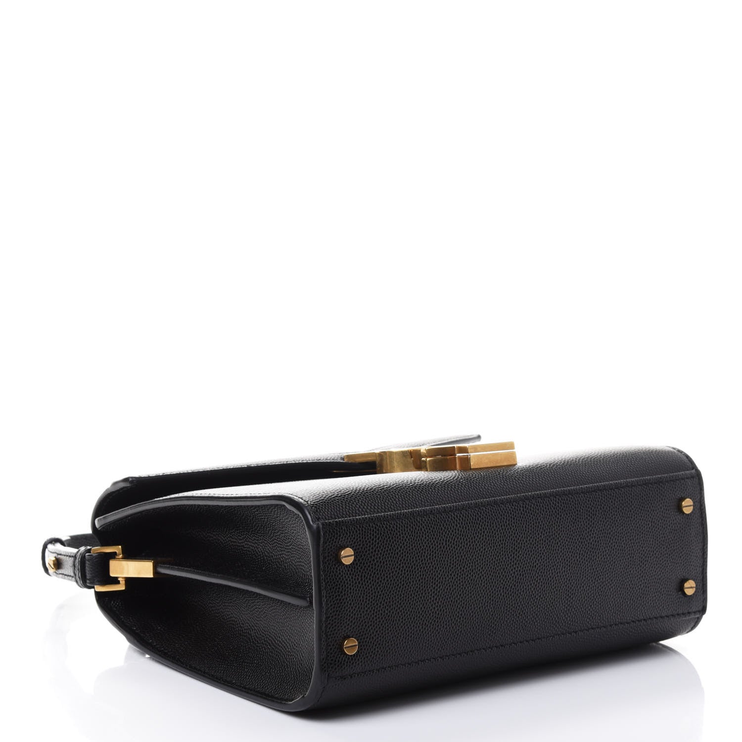 Saint Laurent Grain de Poudre Mini Classic Monogram Cassandra Top Handle Black Rouge Legion 3 of 4