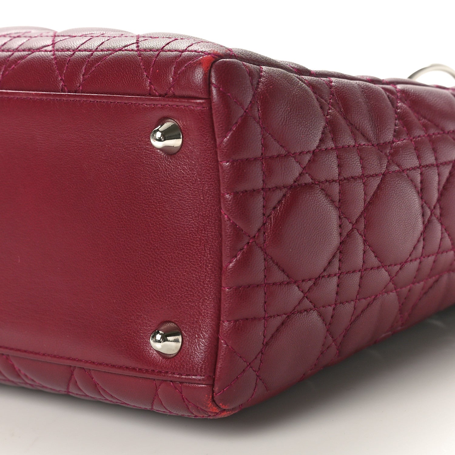 Christian Dior Lambskin Cannage Large Lady Dior Burgundy 10 of 14