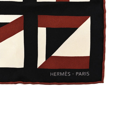 Hermes Silk Lettres Au Carre Scarf 45 White Black Marron 2 of 3