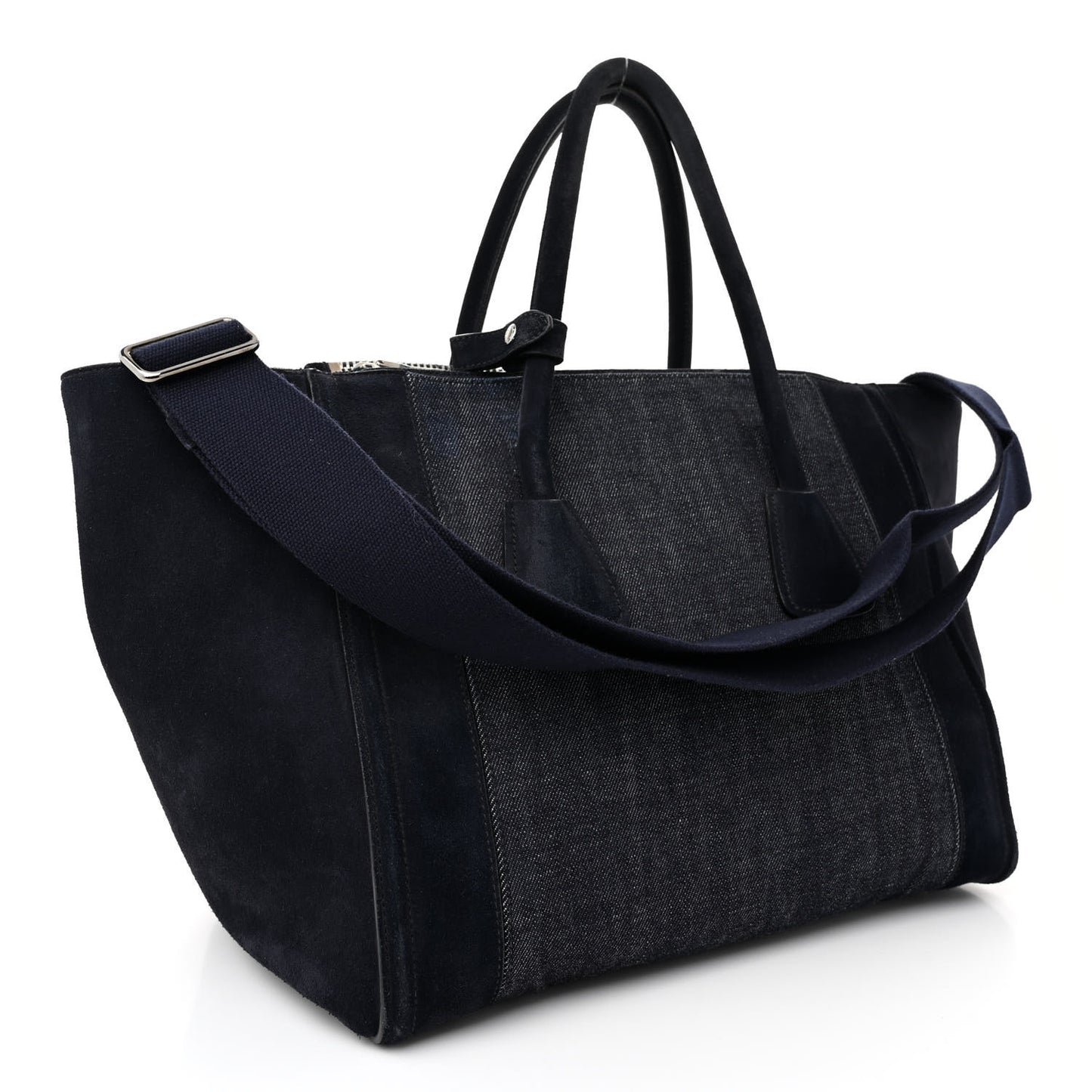 Denim Suede Scamosciato Twin Pocket Tote Bleu