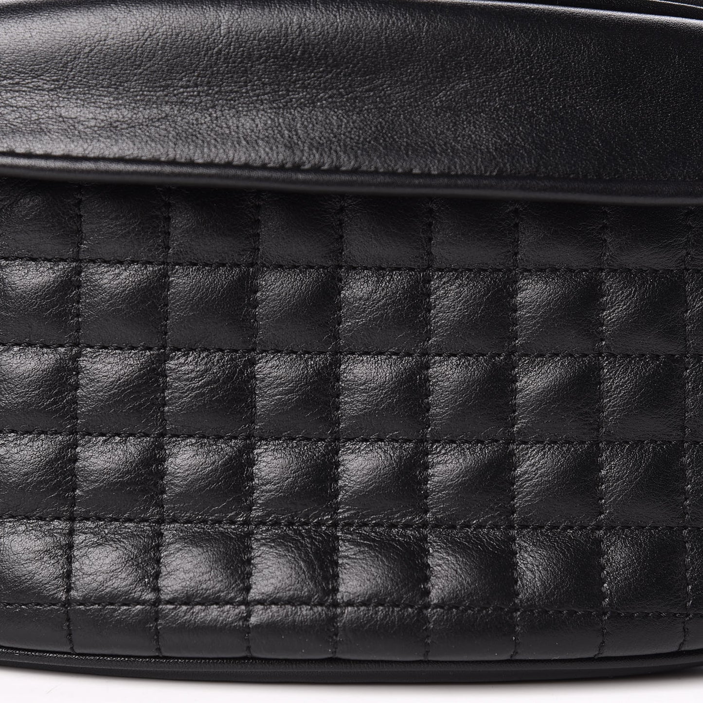 Calfskin Quilted C Charm Belt Bag Black