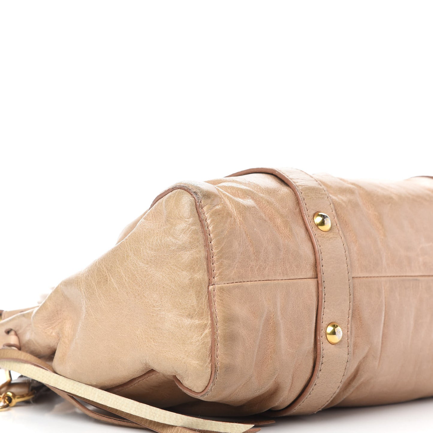 Vitello Lux Gathered Tote Beige