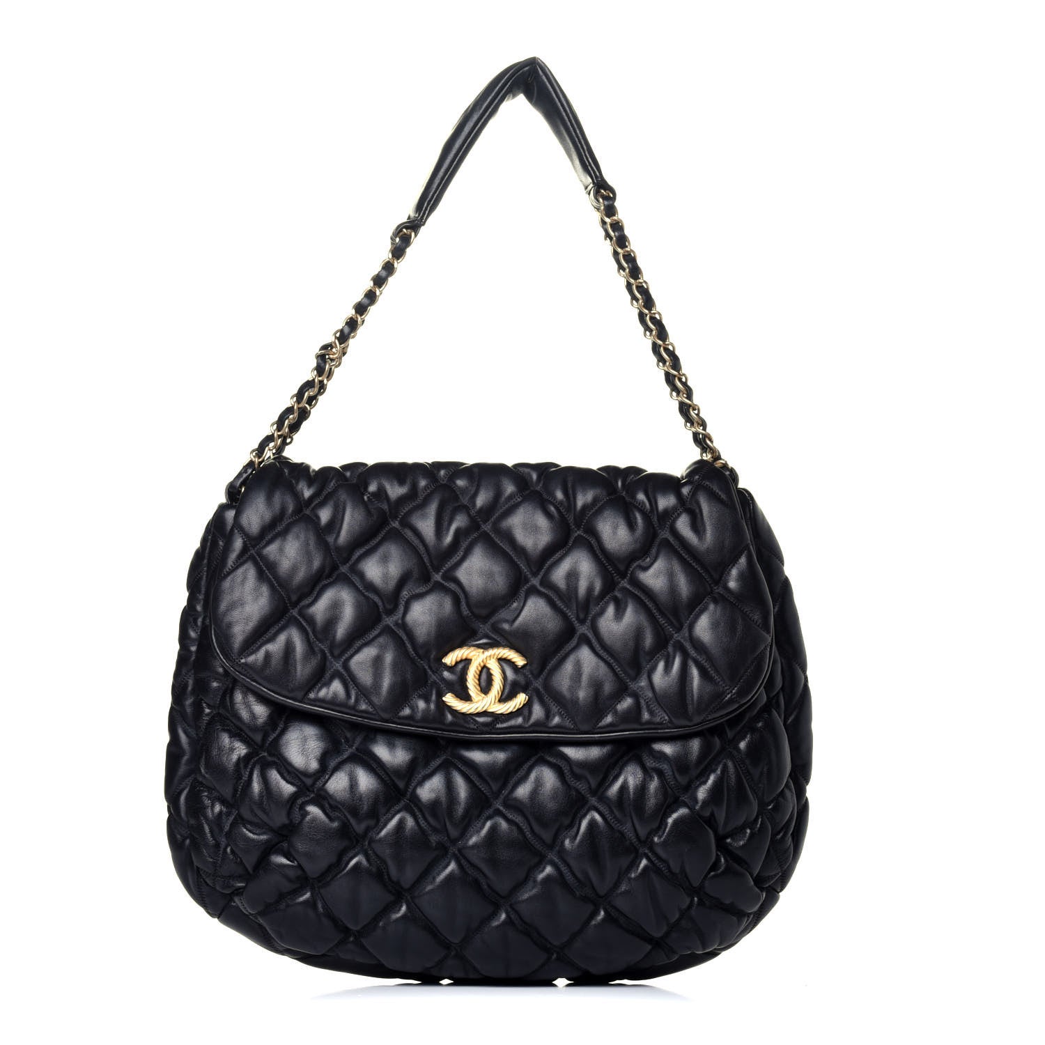 Chanel Lambskin Bubble Quilt Flap Bag Black 1 of 9