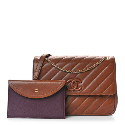 Chanel Lambskin Quilted Jumbo Coco Vintage Flap Brown 1 of 17