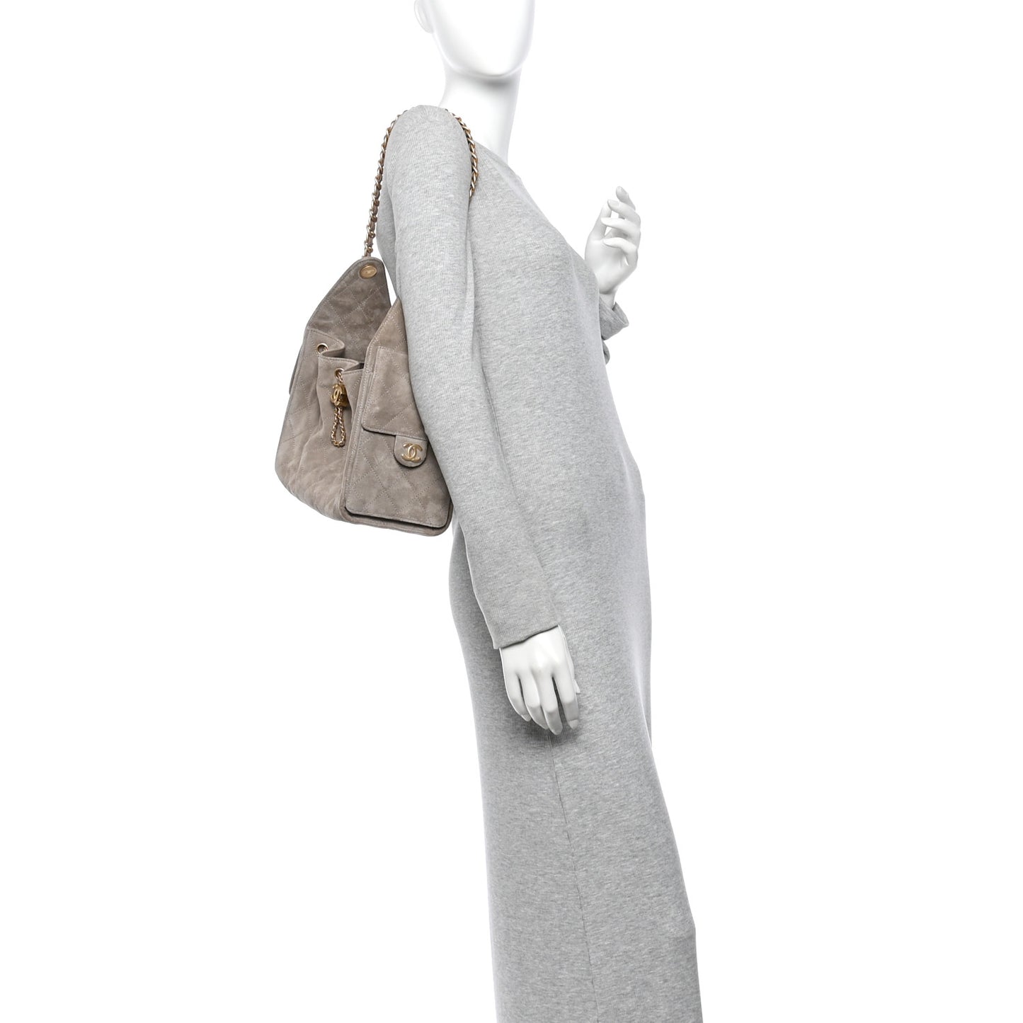 Suede Quilted Small Chanel 25 Handbag Dark Grey