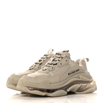Balenciaga Fabric Mesh Clear Sole Womens Triple S Sneakers 38 Beige 3 of 11