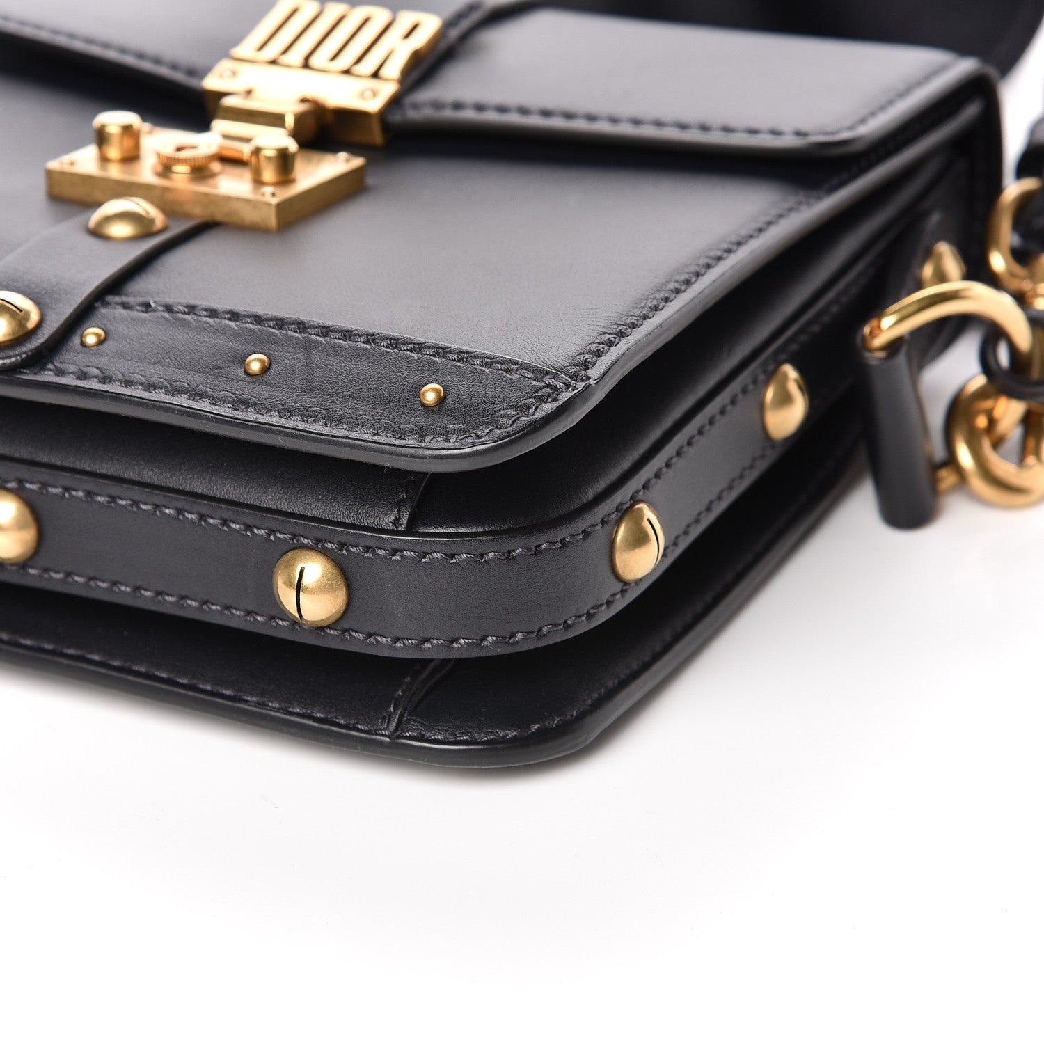 Christian Dior Calfskin Studded Square Dioraddict Flap Black 9 of 10