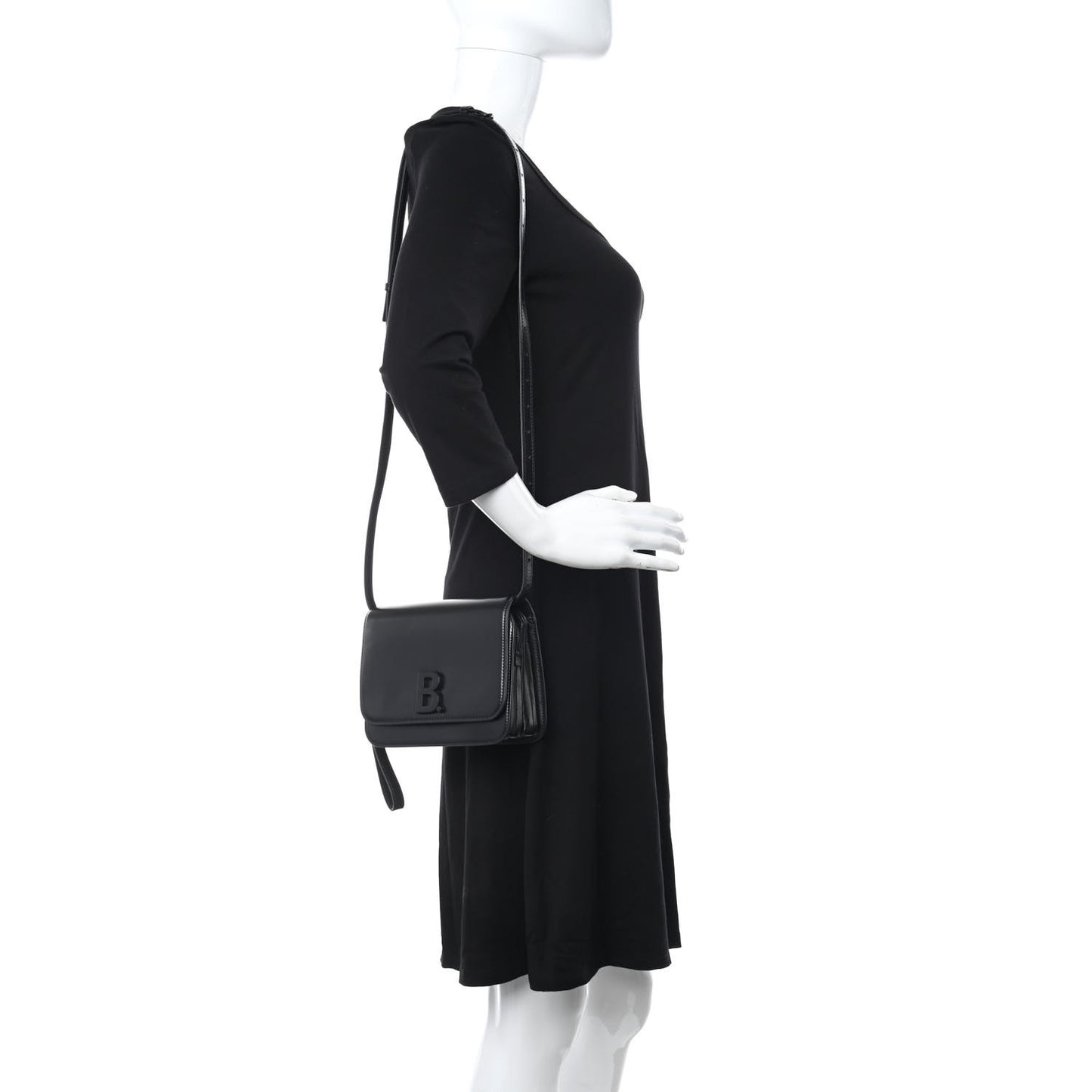Shiny Box Calfskin Small B Bag Black