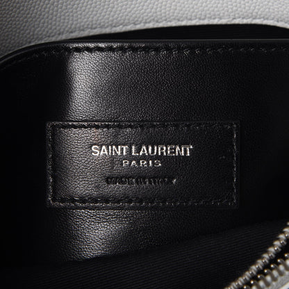 Saint Laurent Grain De Poudre Small West Hollywood Monogram Fold-Over Bag Pearl White 7 of 10
