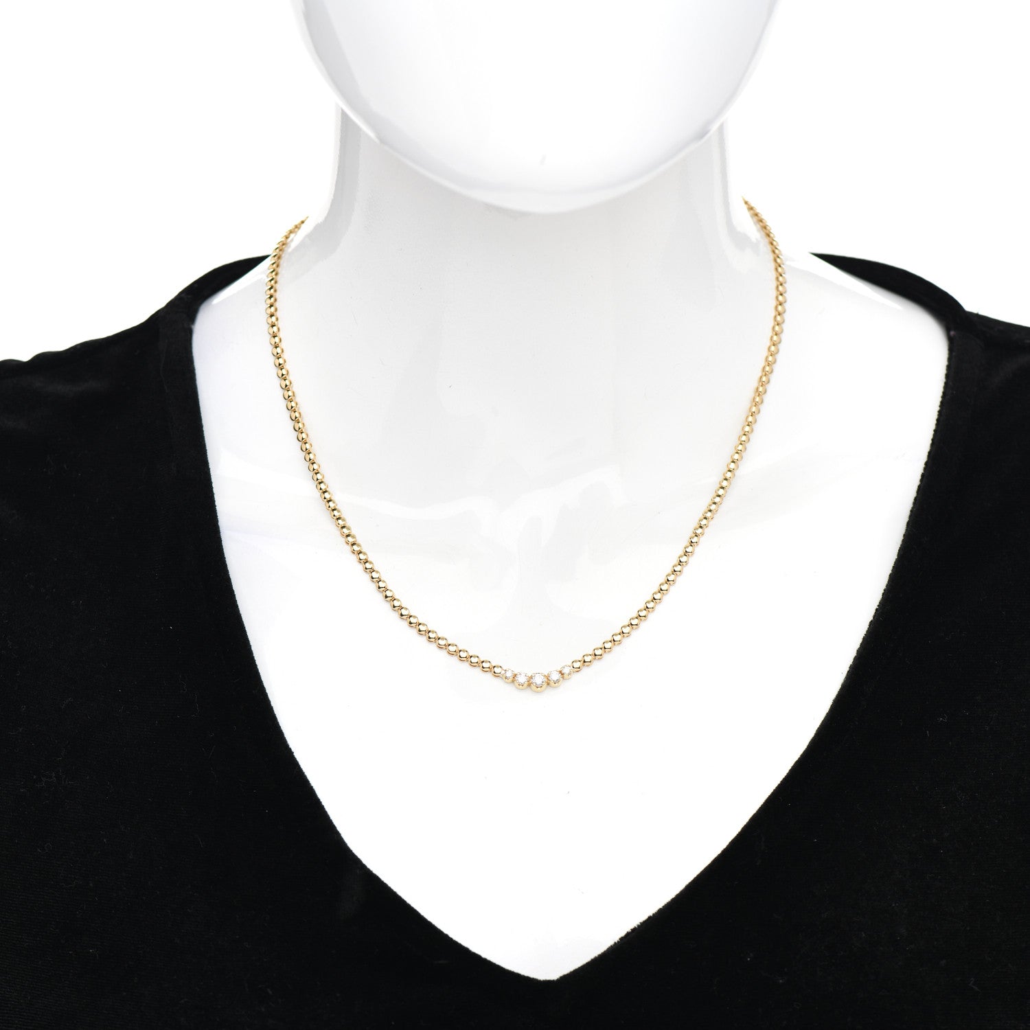 Jennifer Meyer 18K Yellow Gold Diamond Mini Bezel Tennis Necklace 2 of 4