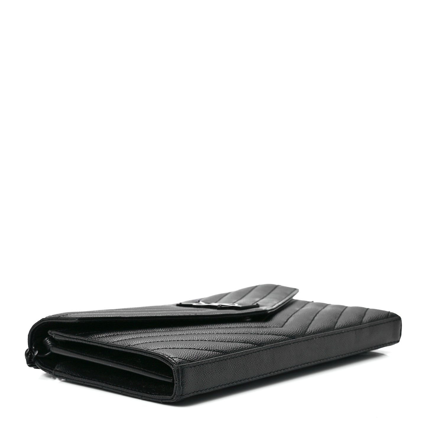 Grain De Poudre Matelasse Chevron Monogram Monochrome Chain Wallet Black