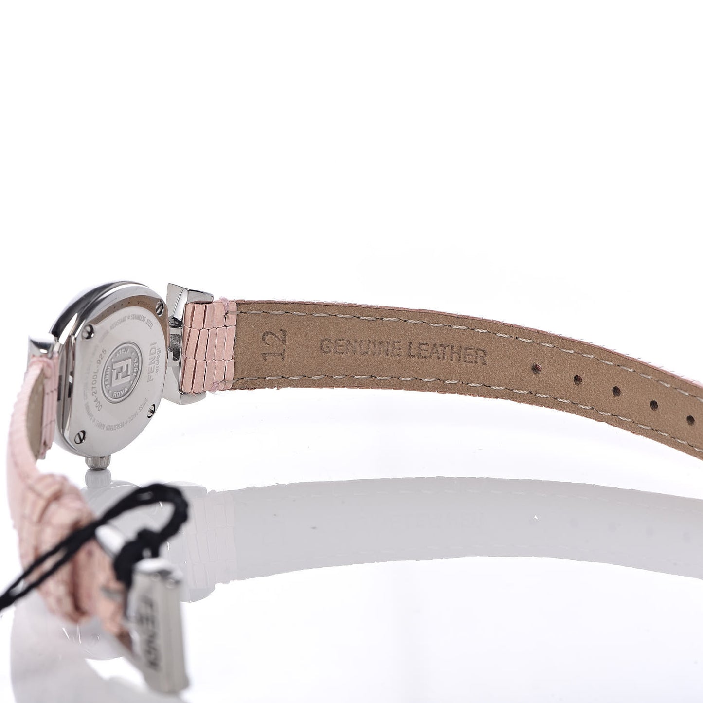 Stainless Steel Calfskin Diamond Pink Mother of Pearl 23mm Moda Quartz Watch
