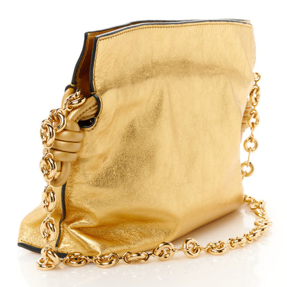 Loewe Metallic Calfskin Mini Chain Flamenco Knot Clutch Gold 3 of 11