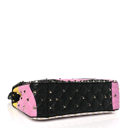 Valentino Garavani Lambskin Medium Moon And Stars Rockstud Spike Shoulder Bag White Yellow Pink 4 of 9
