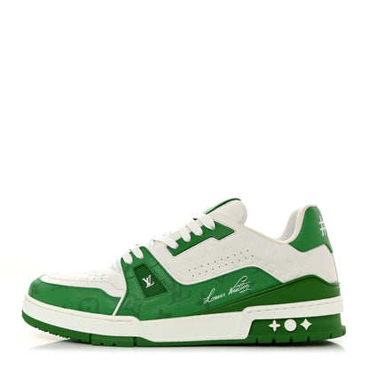 Louis Vuitton Calfskin Monogram Mens LV Trainer Sneakers 9 Green 1 of 9