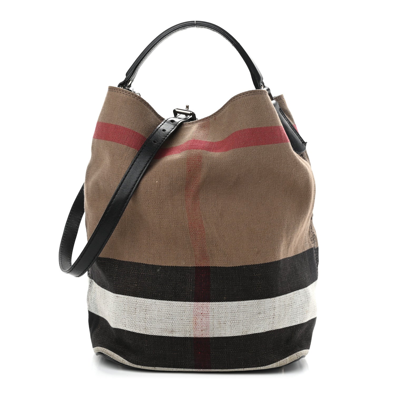 Burberry Canvas Mega Check Medium Ashby Hobo Saddle Black 1 of 19
