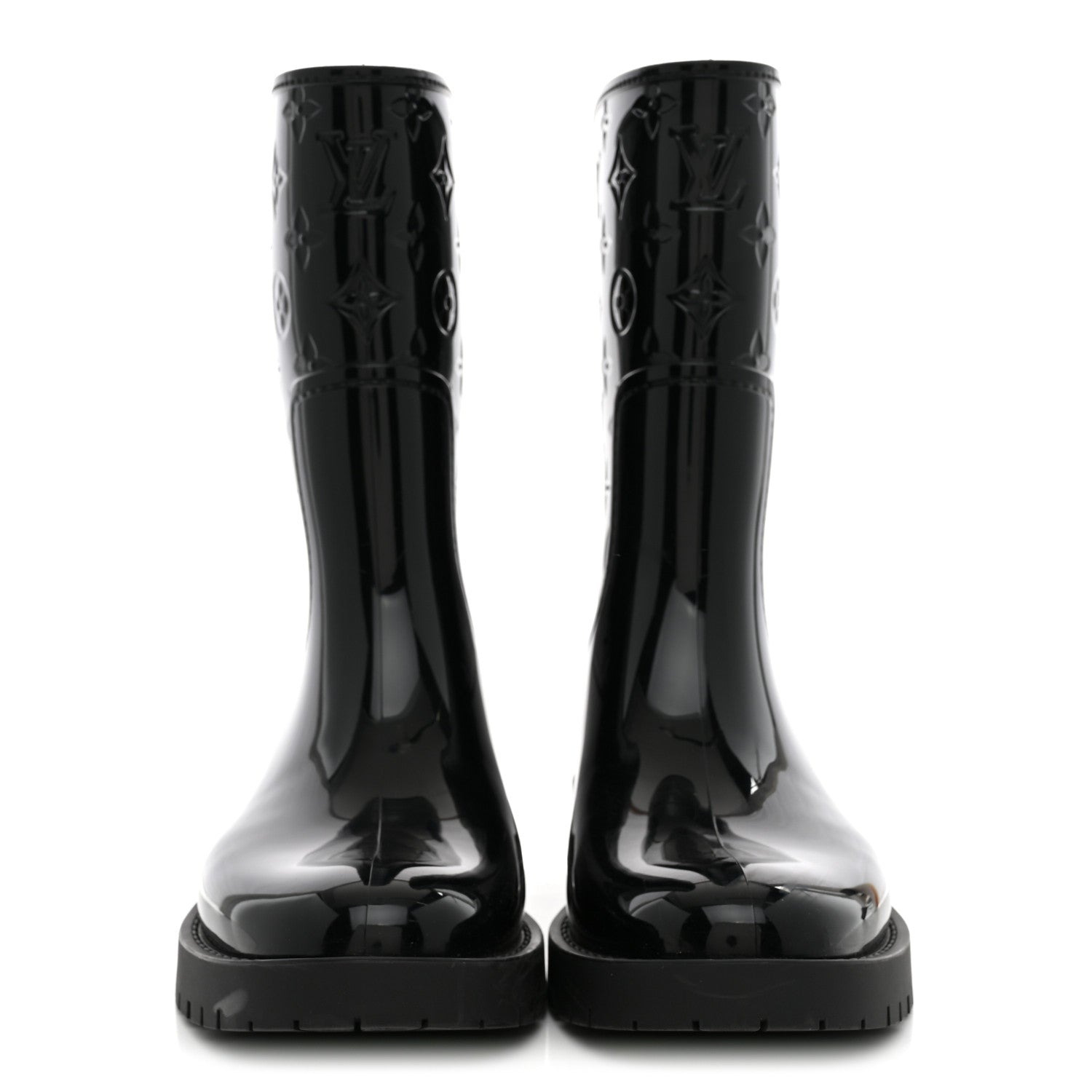 Louis Vuitton Rubber Embossed Monogram Drops Flat Half Boots 38 Black 3 of 10