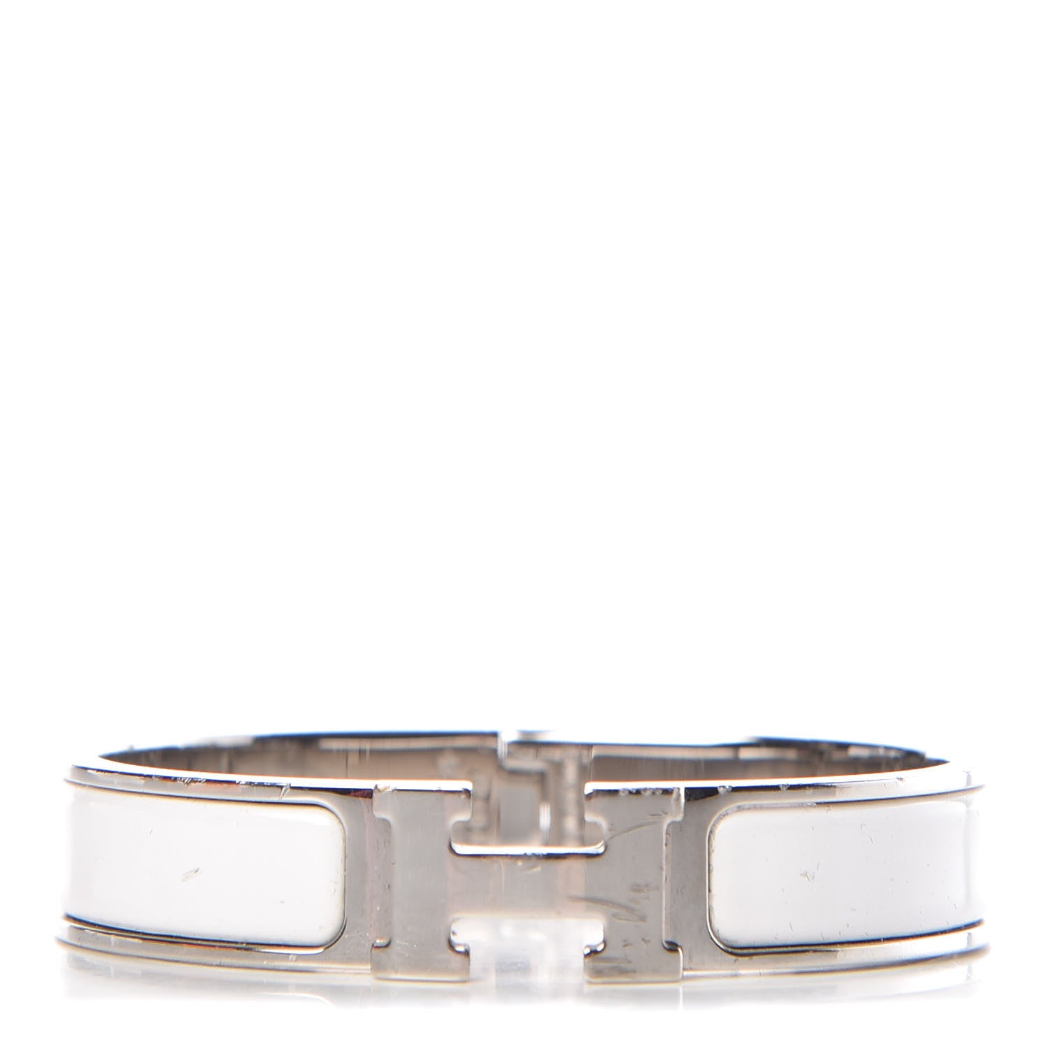 Hermes Enamel Narrow Clic Clac H Bracelet PM White 1 of 7