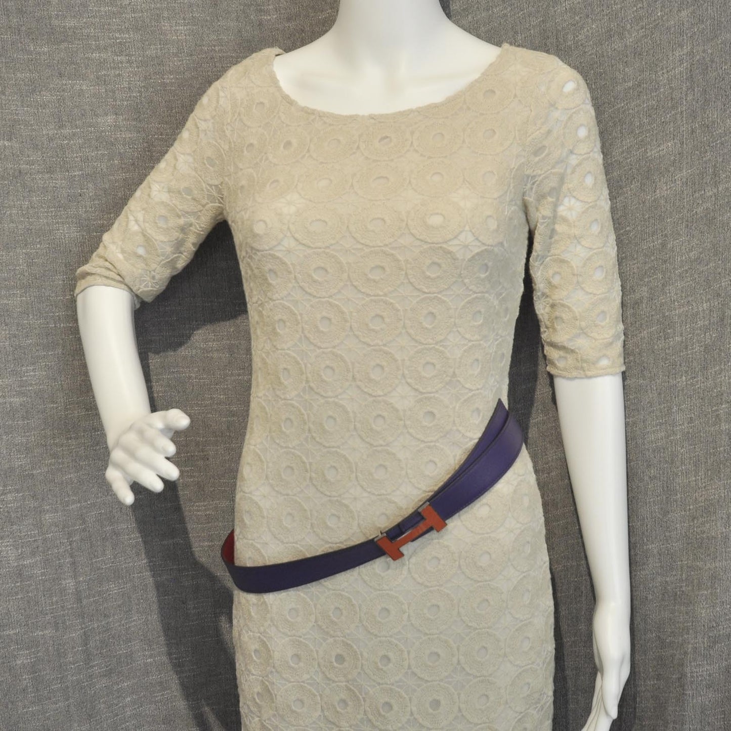 Leather Reversible Enamel H Belt 90 Iris