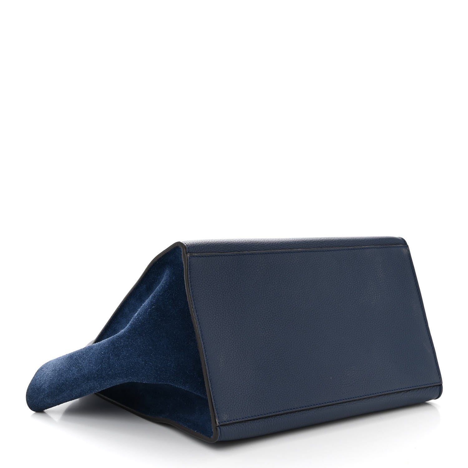 Celine Drummed Calfskin Suede Medium Trapeze Navy Blue 4 of 9