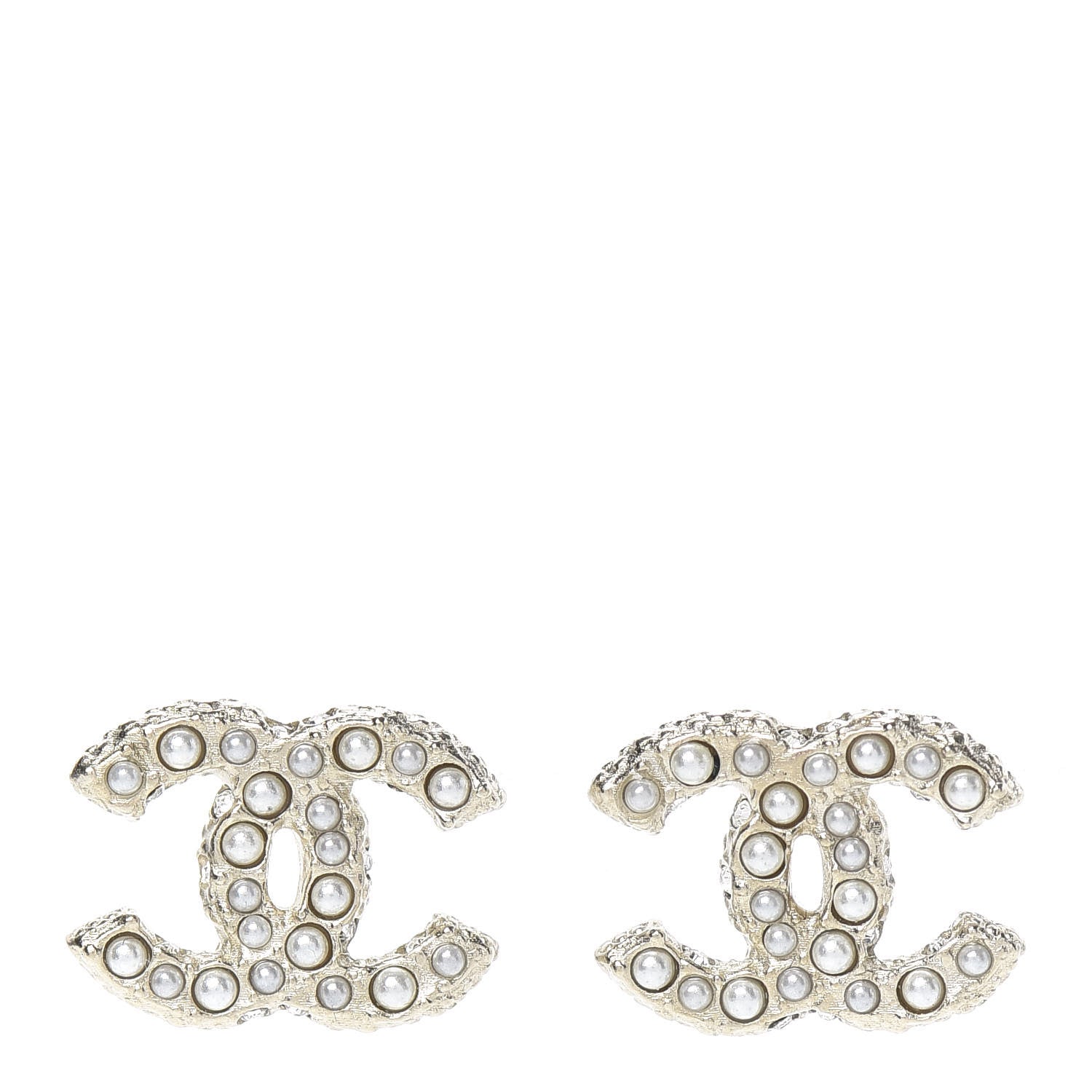 Chanel Pearl Crystal CC Earrings Light Gold 1 of 4