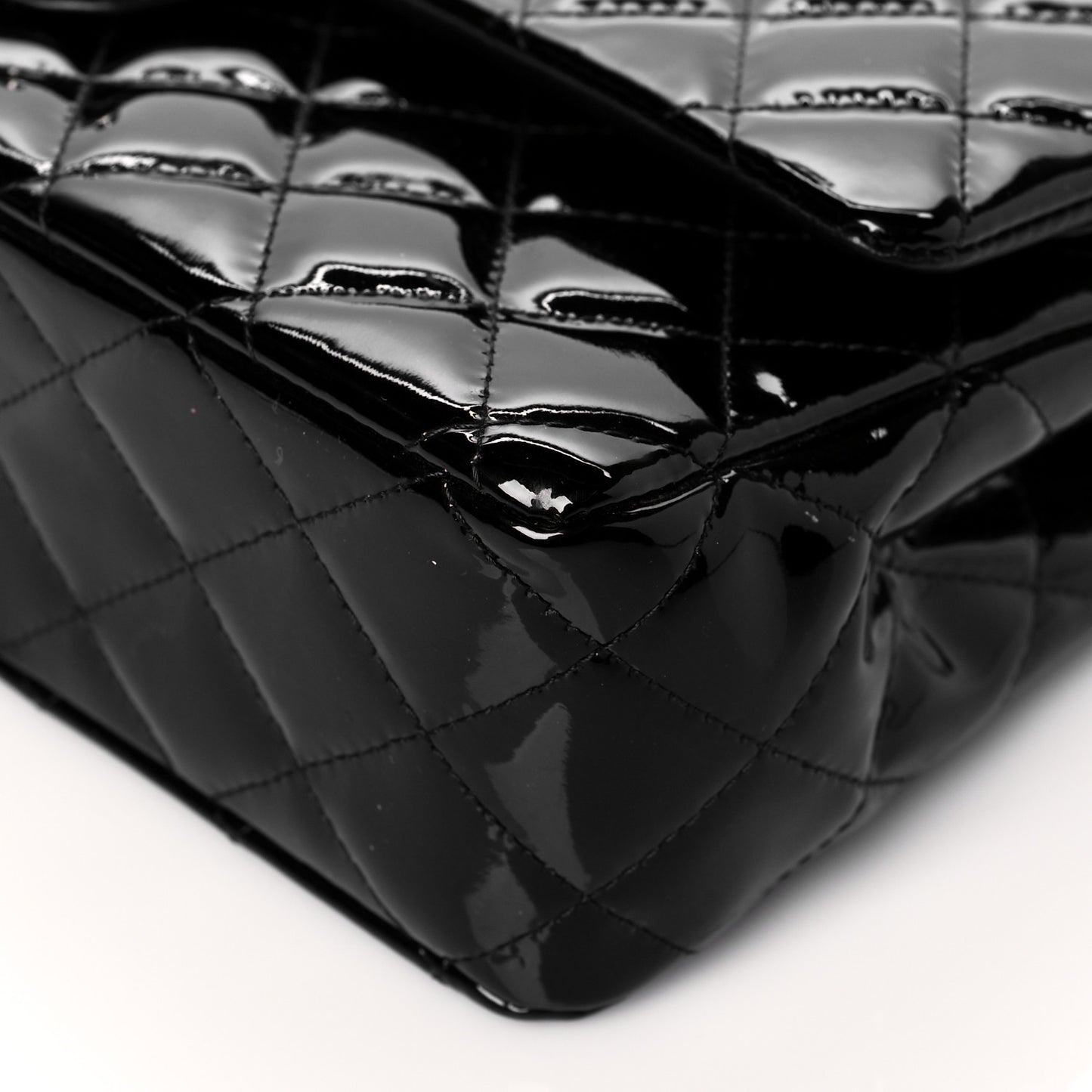 Patent Quilted Medium Double Flap Black