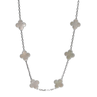 Van Cleef & Arpels 18K White Gold Mother of Pearl 10 Motifs Vintage Alhambra Necklace 1 of 6